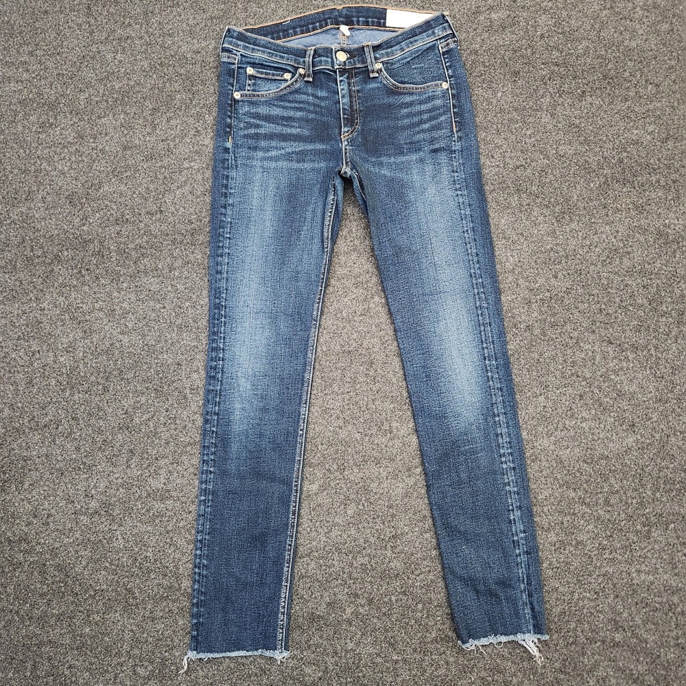 Rag and Bone Womens Size 28 Mid Rise Skinny Blue Jeans Medium Wash Raw Hem